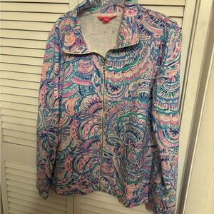 Lilly Pulitzer Leona Zip-Up Jacket in the "Happy as a Clam" print